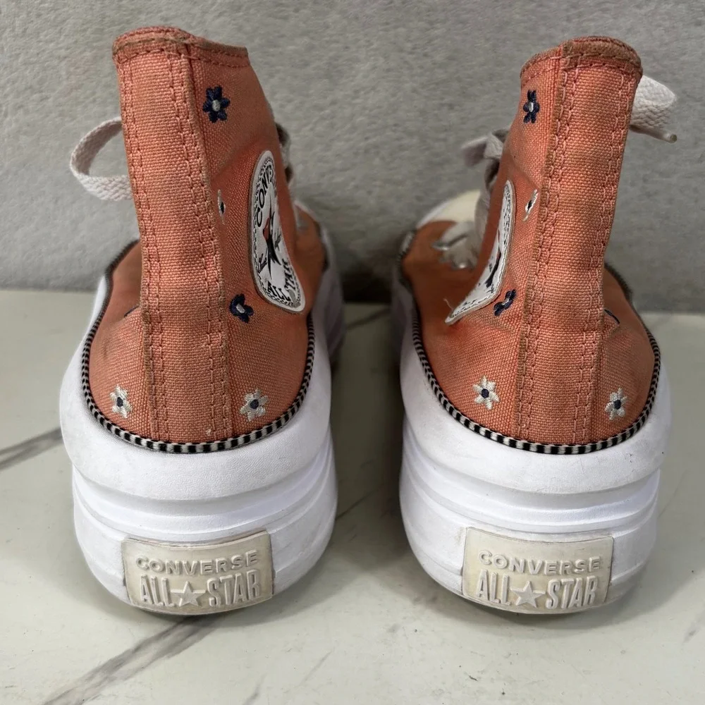 Converse All Star Move High Top Women 7 Orange Good Floral Platform A14266C
